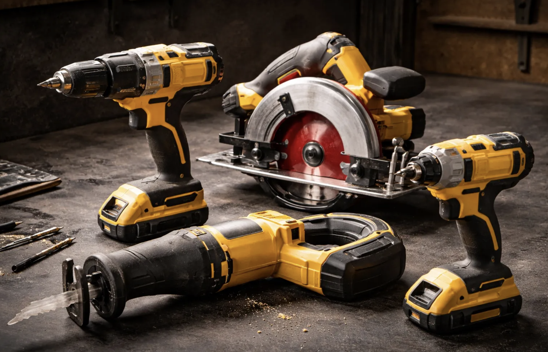Organised tools in a workshop with a clear professional composition.